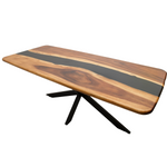 Masa lemn masiv nuc si rasina epoxidica neagra, Tibru