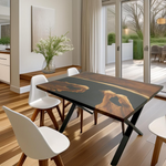 Volturno, masa sufragerie lemn masiv nuc pentru apartament