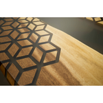 Imagine detaliată a texturii lemnului de nuc și a rășinii epoxidice pe masa de dining Elba