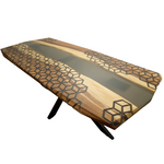 Elba ,Masa dining din lemn masiv de nuc si rasina epoxidica tip fagure