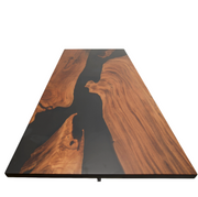 Verdon, masa din lemn masiv de nuc si rasina epoxidica neagra 220x100x4,2 cm