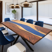 Masa dininig Pescara, lemn masiv nuc cu rasina epoxidica 6-8 persoane