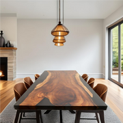 Masa sufragerie Hudson , lemn masiv de nuc si rasina epoxidica 200x90x 5.1 cm 