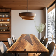 Masa din  lemn masiv de nuc cu insertie de rasina epoxidica sufragerie, Yellowstone