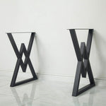 Picioare masa metalice negre design romb profil 70x30x2mm vopsite electrostatic rivertable.ro