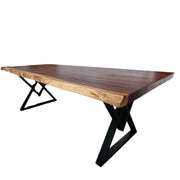 Masa de nuc premium cu margini neregulate si finisaj natural, dimensiuni 240x118 cm, realizata manual de River Table By Cosmin.