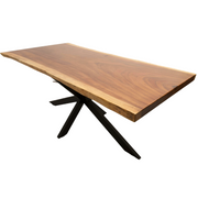 Masă dining rustică din lemn de nuc live edge, 200 cm, 6-8 persoane