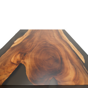 Masa lemn masiv de nuc si rasina epoxidica negru fumuriu, Hudson 200x90x5.1 cm