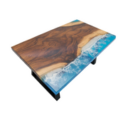 Amalfi, masuta cafea din lemn masiv de nuc si epoxy design modern