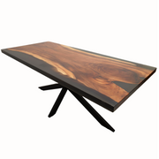 Masa lemn masiv de nuc si rasina epoxidica negru fumuriu, Hudson 200x90x5.1 cm