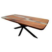 Masa lemn masiv nuc si rasina epoxidica Belize, 220 x 100x5 cm