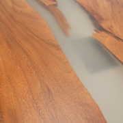 Masa lemn masiv nuc si rasina epoxidica Belize, 220 x 100x5 cm