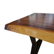 Masa Vistula, Blat din Lemn Masiv de Nuc O Singură Bucată – 220 cm, Margine Naturală