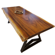 Masa Vistula, Blat din Lemn Masiv de Nuc O Singură Bucată – 220 cm, Margine Naturală