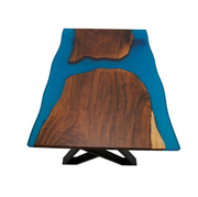 Blat de msa din lemn masiv de nuc si rasina epoxidica finisaj satinat