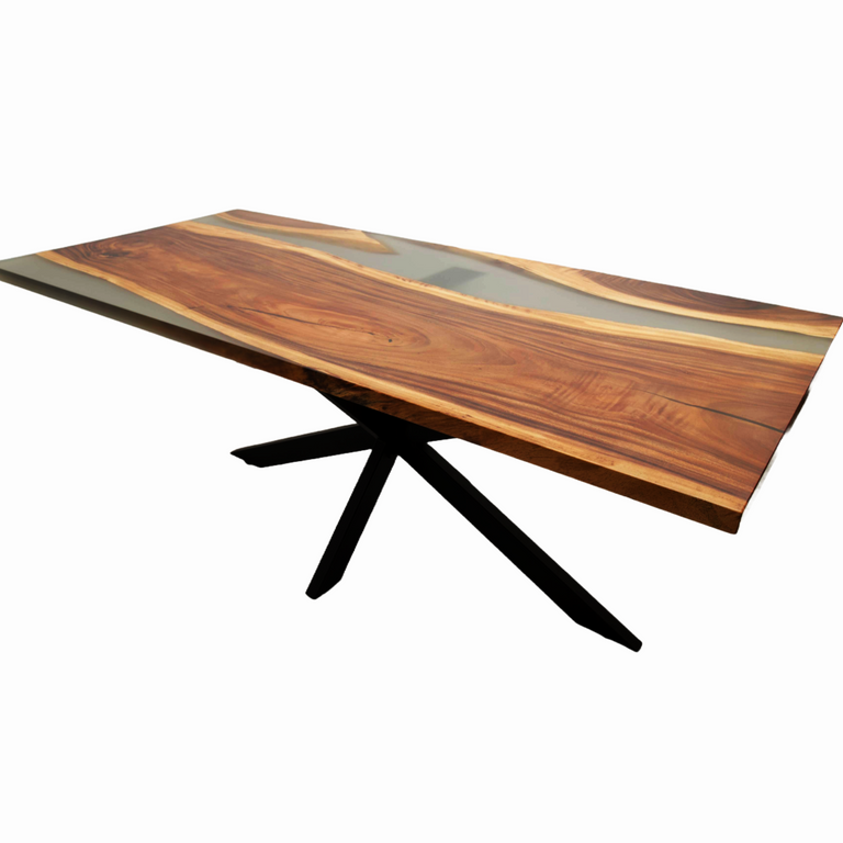 Masa lemn masiv nuc si rasina epoxidica transparenta , finisaj glossy