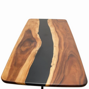 Masa  din lemn masiv de nuc si rasina epoxidica neagra, 220x100x4,4 cm, Tibru