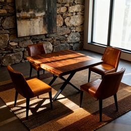 Masa lemn masiv nuc dintr-o singura bucata live edge 130x(93,90,93)x 5.2 cm Bega