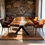 Masa Mississippi Lemn masiv nuc si epoxy, 200*90*4.7 cm