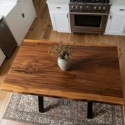 Masa bucatarie Bega | Lemn masiv nuc dintr-o singura bucata | 130x(93,90,93)x 5.2 cm