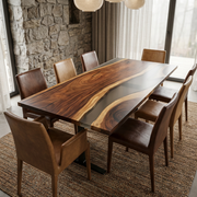 Masa Dining Mondego | Nuc si rasina transparenta | 220x100 x4.2cm