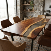 Masa Dining Mondego | Nuc si rasina transparenta | 220x100 x4.2cm