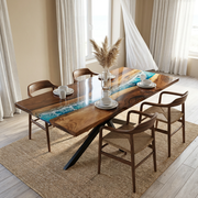 Masa dining Niagara | Nuc si insertie de rasina  | 200x90x4.6 cm