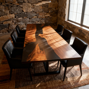 Masa Verdon lemn masiv nuc si rasina epoxidica 220x100x4.8 cm